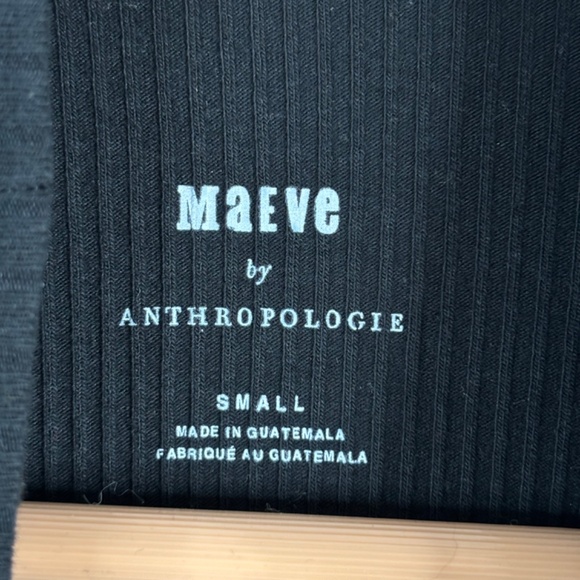 Maeve Anthropologie Black Ribbed Mock neck Turtleneck S Long Sleeve Stretch 90s - Picture 5 of 9